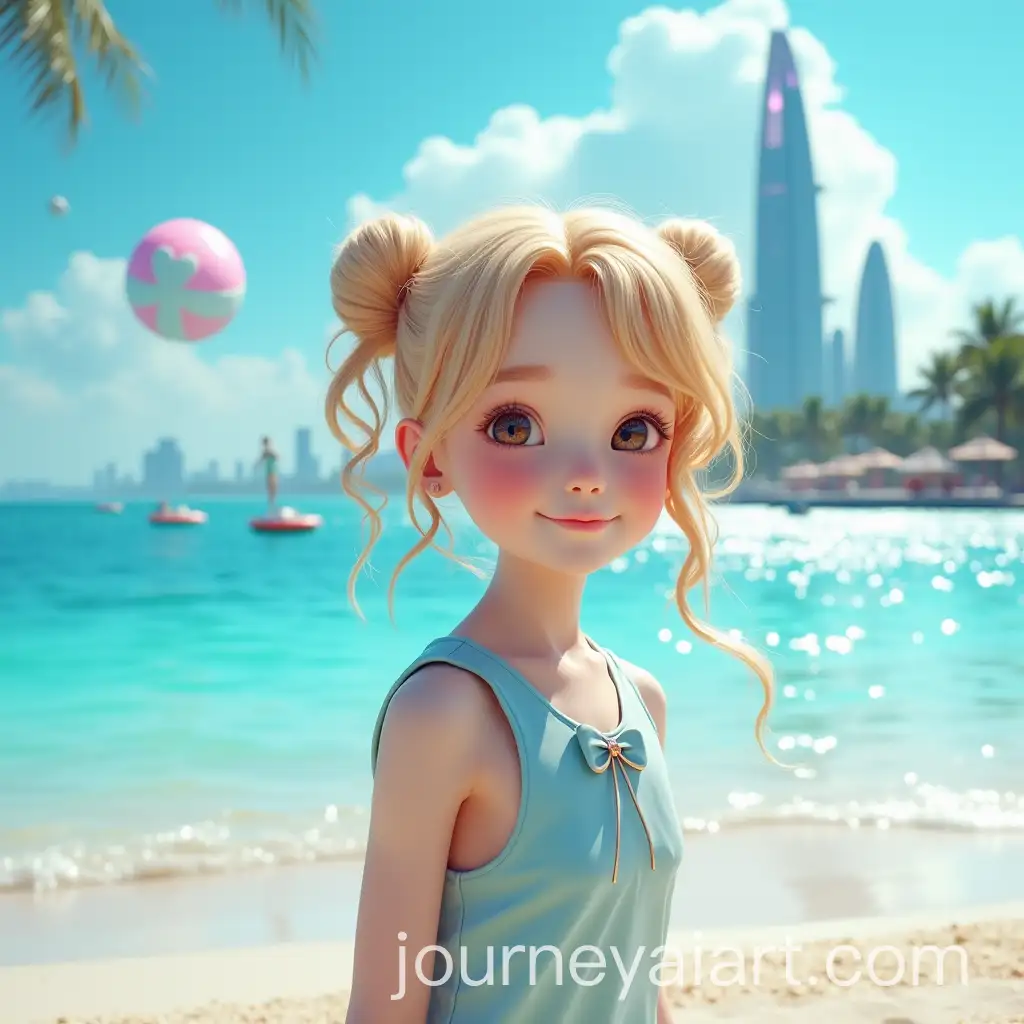 Futuristic-Beach-Scene-withAI-Art-Prompt-Expansion-a-Cute-Asian-Girl-in-Cyan-Outfit-and-Strawberry-Blonde-Curls