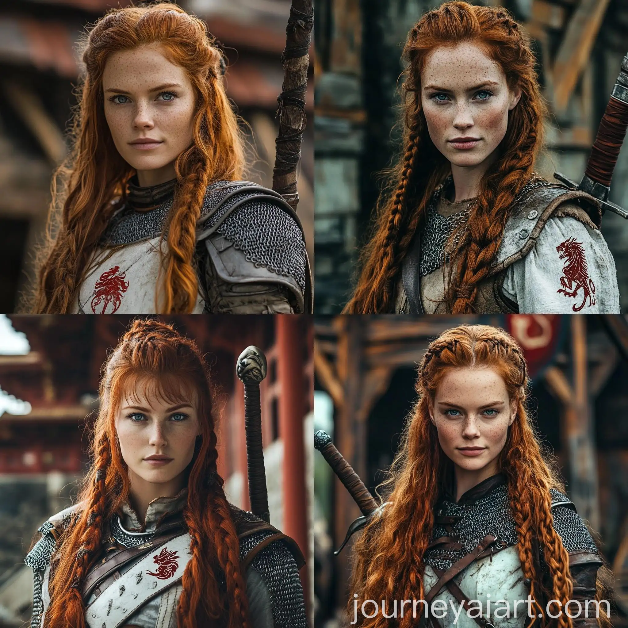 Young-Viking-Warrior-Woman-with-Sword-Smiling-at-Temple
