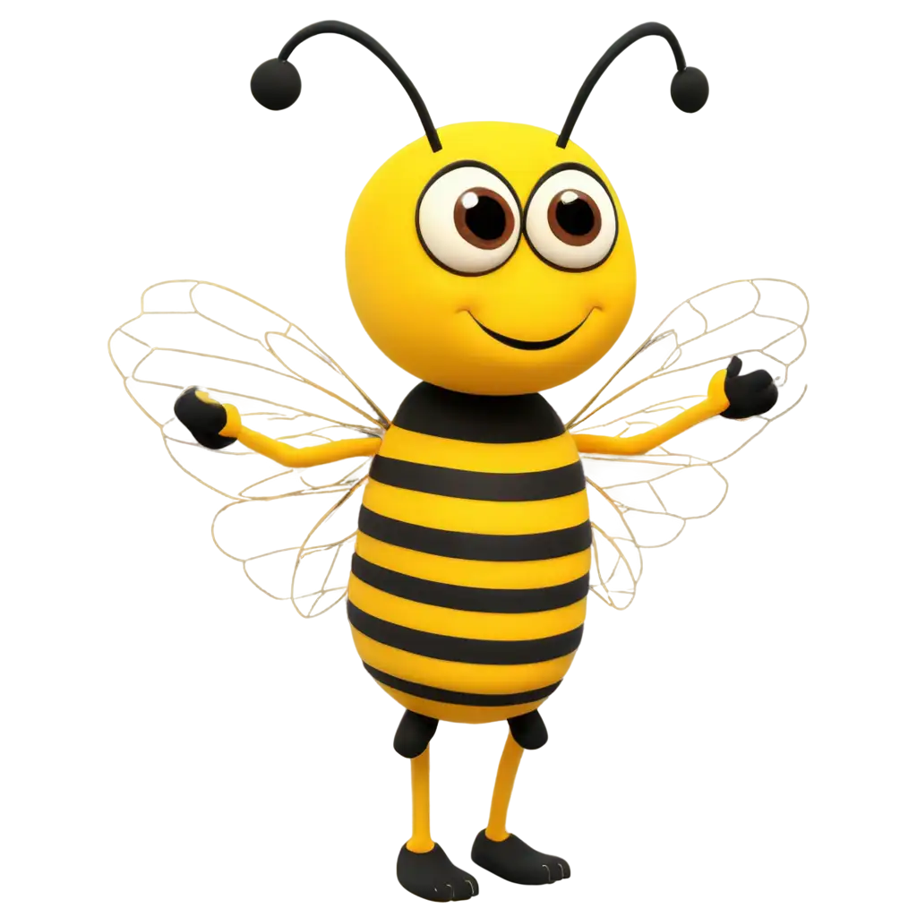 Cartoon-Bee-PNG-Image-Vibrant-Yellow-Bee-Character-with-Animated-Features