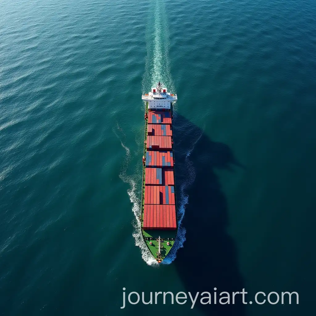 Aerial-View-of-Cargo-Maritime-Ship-with-Contrail-in-the-Ocean