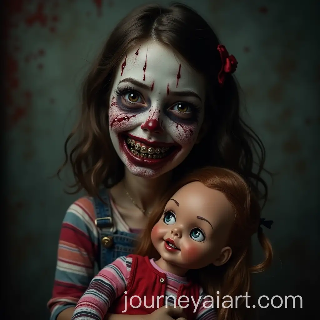 Sinister-Zombie-Girl-with-Braces-Holding-a-Creepy-Doll