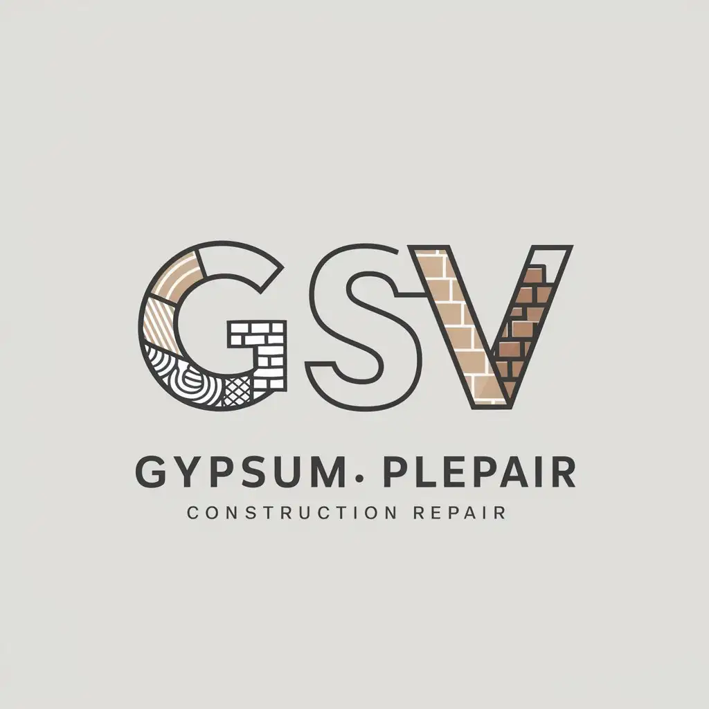 Logo-Design-For-GSV-Constructionthemed-Letters-G-S-V-in-Gypsum-Plaster-and-Brick