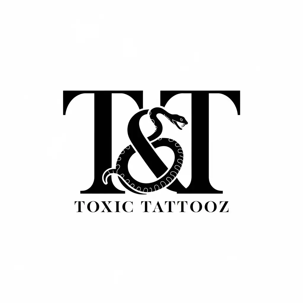 LOGO Design for Toxic Tattooz Sleek TT Font with Snake Symbol for Beauty Spa Industry