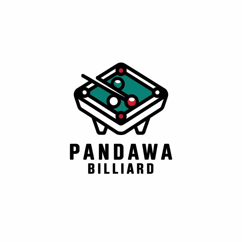 a vector logo design,with the text "Pandawa Billiard", main symbol:Billiard table or billiard ball,Minimalistic,be used in Entertainment industry,clear background