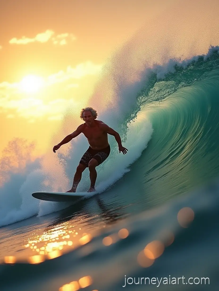 Karl-Marx-Surfing-a-Giant-Ocean-Wave-at-Sunset