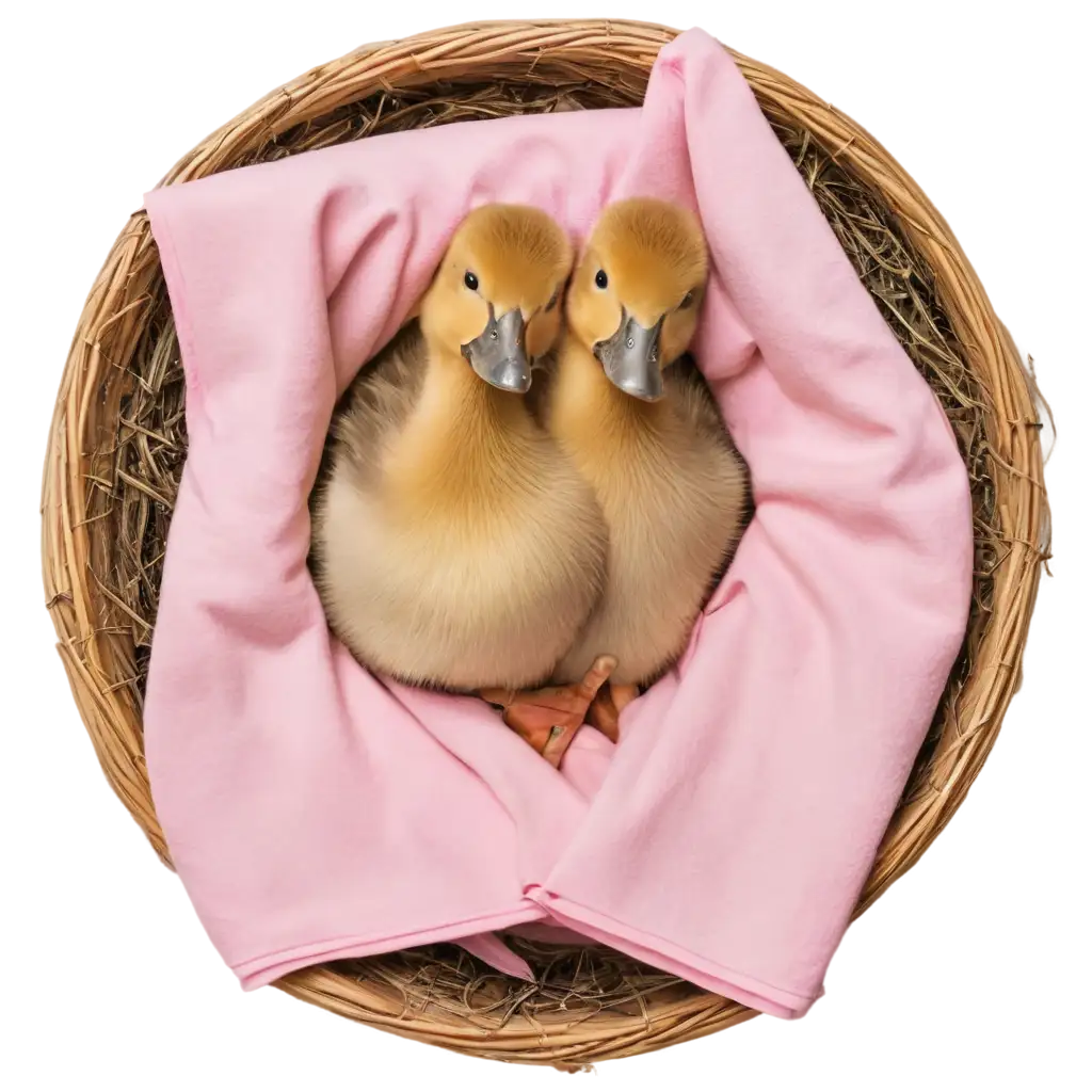 Couple-of-Ducks-in-a-Nest-with-a-Pink-Blanket-PNG-Image-Serene-Scene-of-Nesting-Ducks