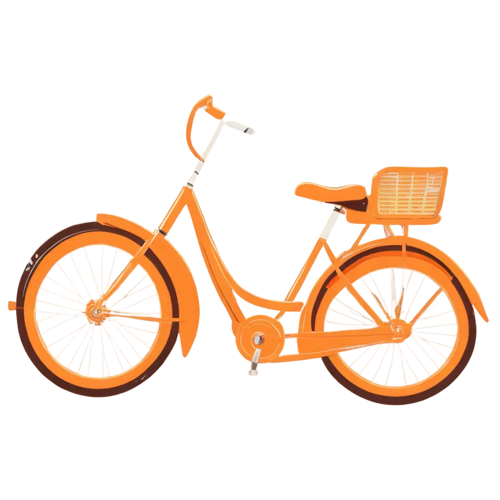 hello orange bicycle in cartoon style