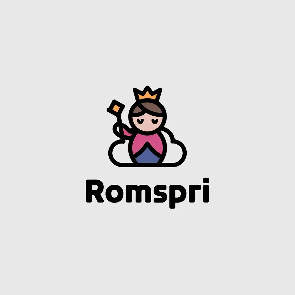 a vector logo design,with the text "ROMSPRI", main symbol:cute simple,Minimalistic,clear background