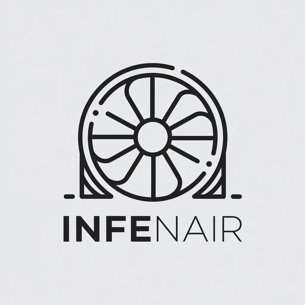 a vector logo design,with the text "Infenair", main symbol:simple ventilation,Minimalistic,be used in Retail industry,clear background