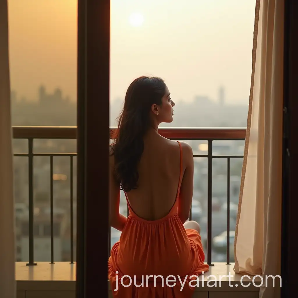 Aesthetic-Indian-Girl-Sitting-on-Balcony-in-Dubai-Home