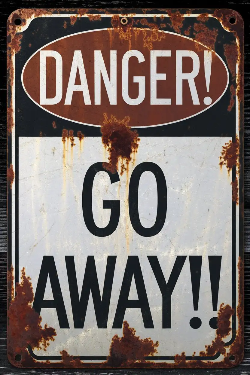 Rusty Vintage Danger Sign Go Away