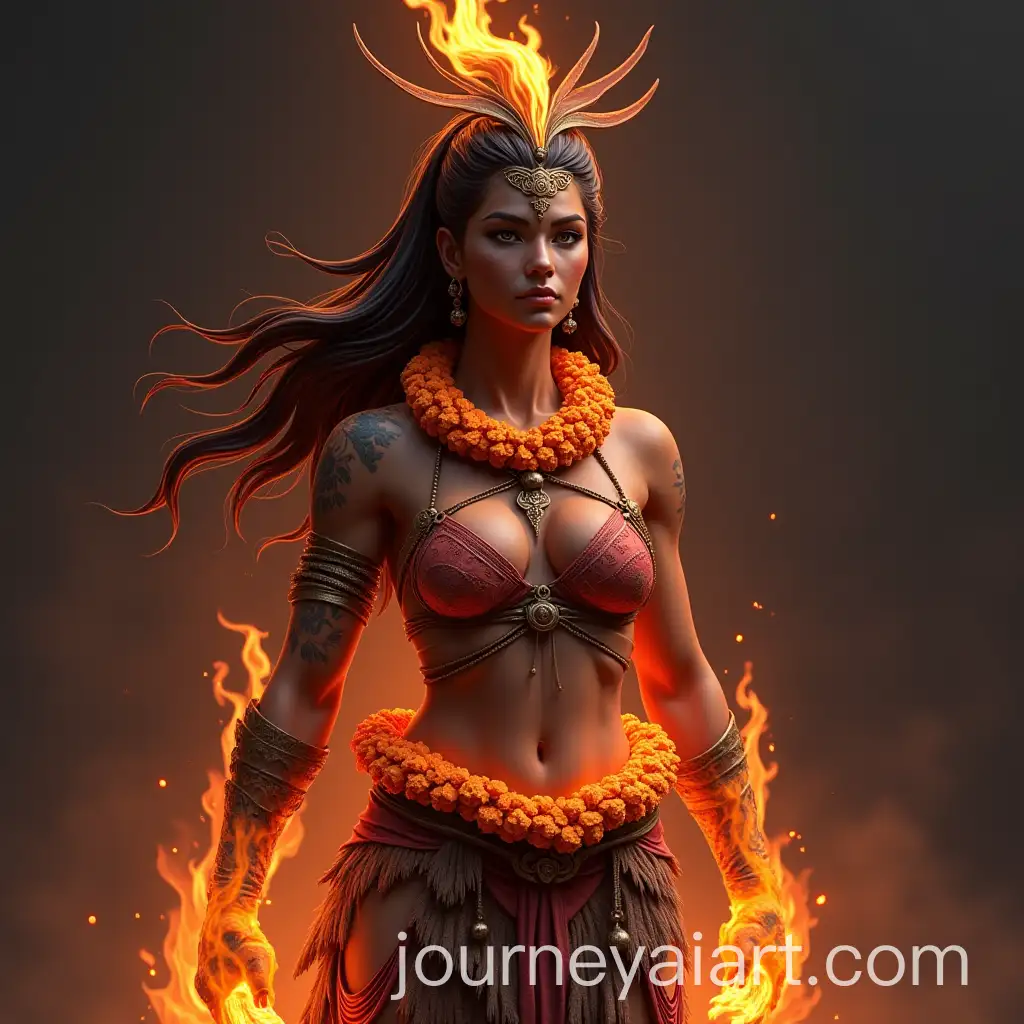 Fierce-3D-Portrait-of-Pele-with-Volcano-and-Fire-Elements
