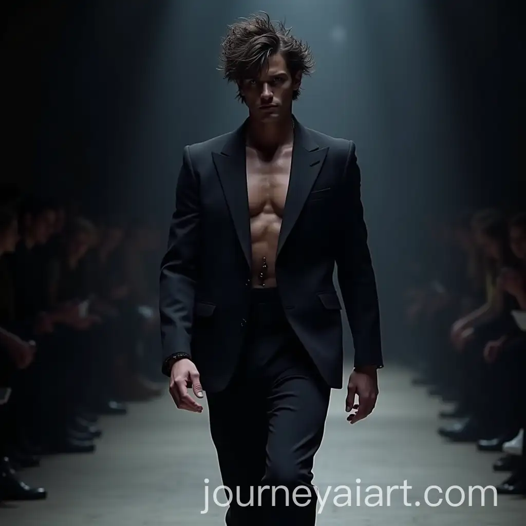 Hyperrealistic-Goku-as-a-Balenciaga-Fashion-Model-on-the-Runway