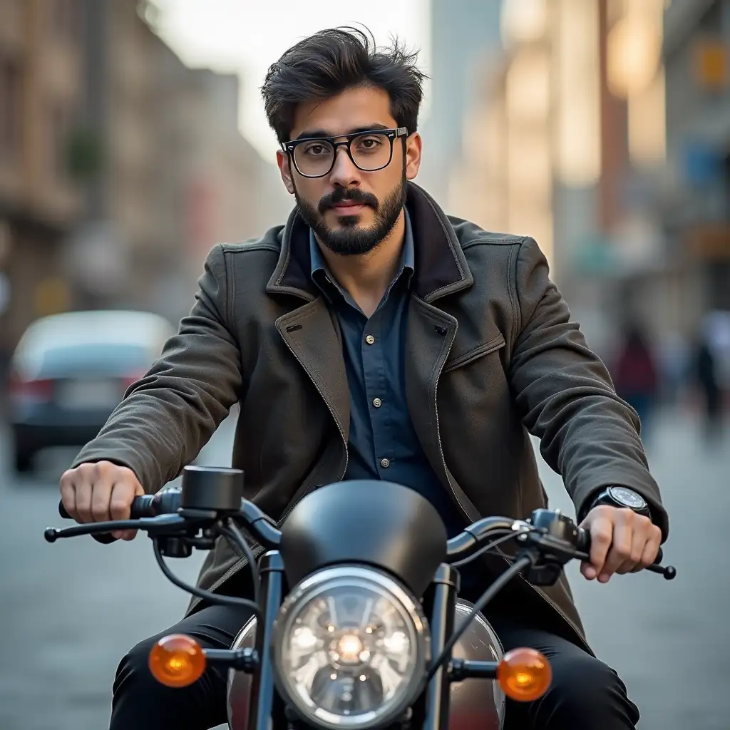 Iranian-Man-Riding-SYM-GALAXY-N180-Motorbike-in-Patchwork-Outfit