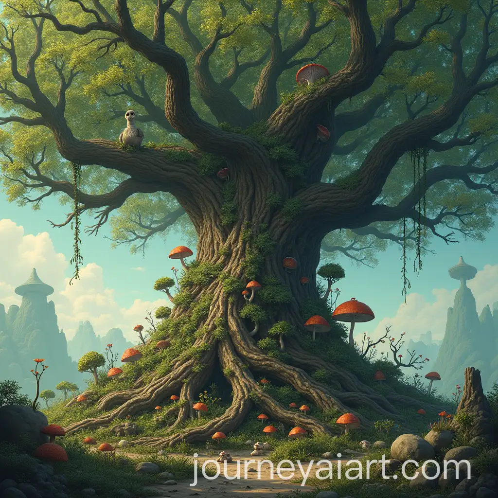 Ancient-Tree-with-Branches-and-Roots-Intertwined-Surrounded-by-Mycelium-Network