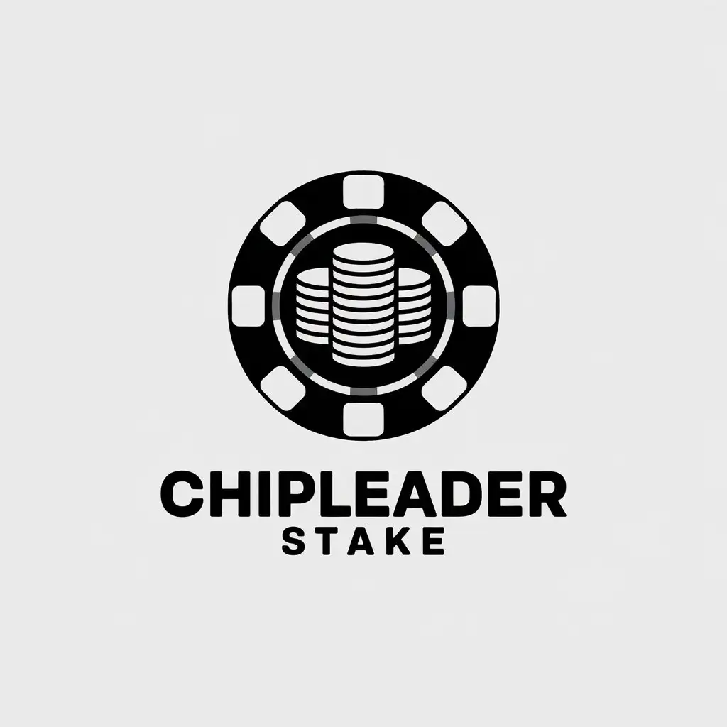 LOGO Design for Chipleader Stake Vector Logo with Big Poker Chip and Stack for Technology Industry