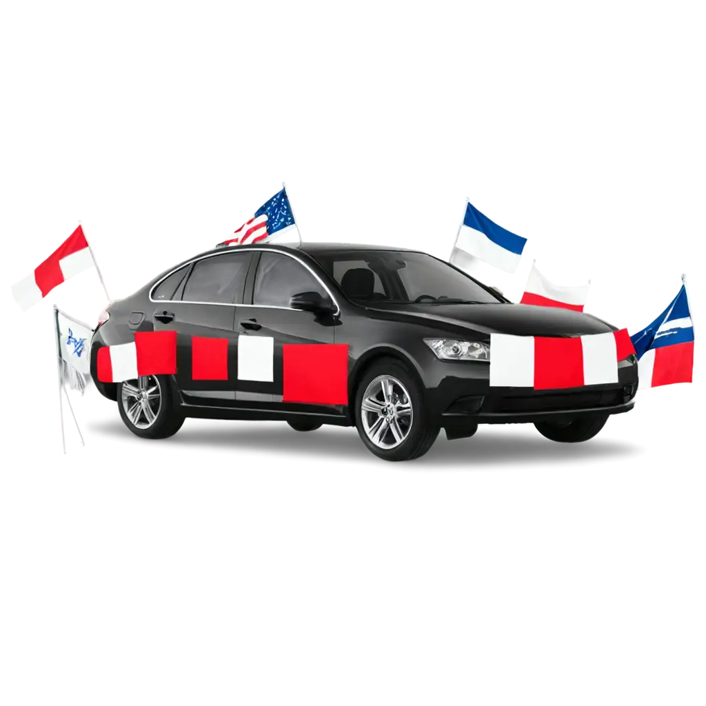 car with flags