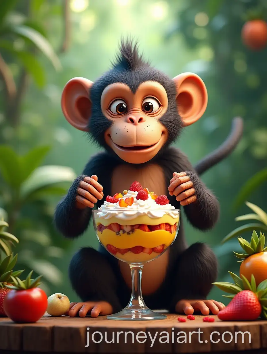Realistic-3D-Monkey-Preparing-a-Tropical-Trifle-in-a-Lush-Rainforest-Kitchen