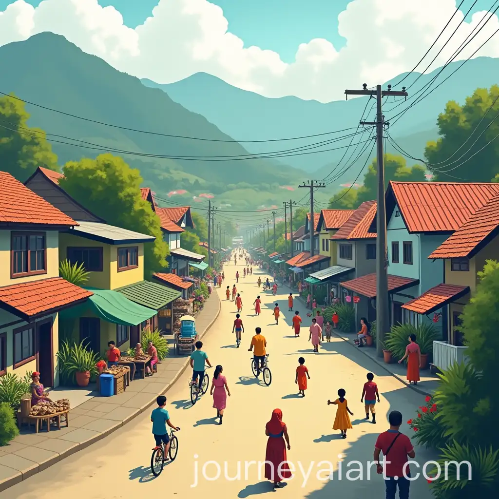 Busy-Morning-in-Kelurahan-Nunu-with-Street-Vendors-Cyclists-and-Children-Playing-Soccer