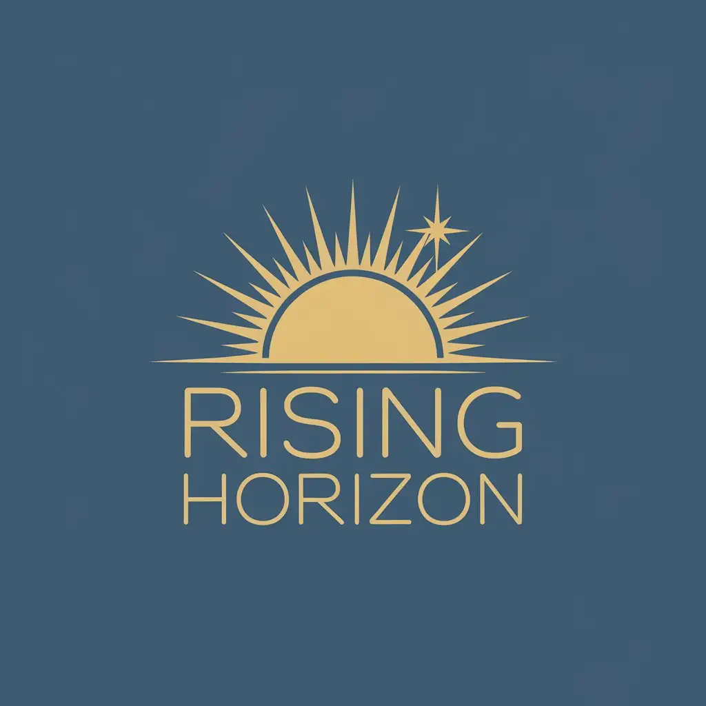 LOGO Design for Rising Horizon Vector with Sun and Star Symbols on Clear Background