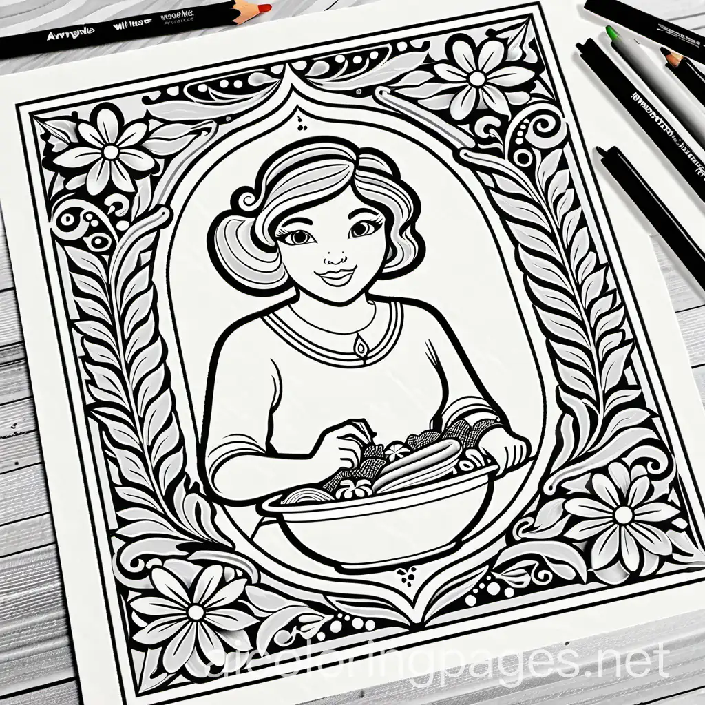 Coloring-Page-Featuring-a-Proverbs-31-Woman-in-Warm-and-Nurturing-Scene