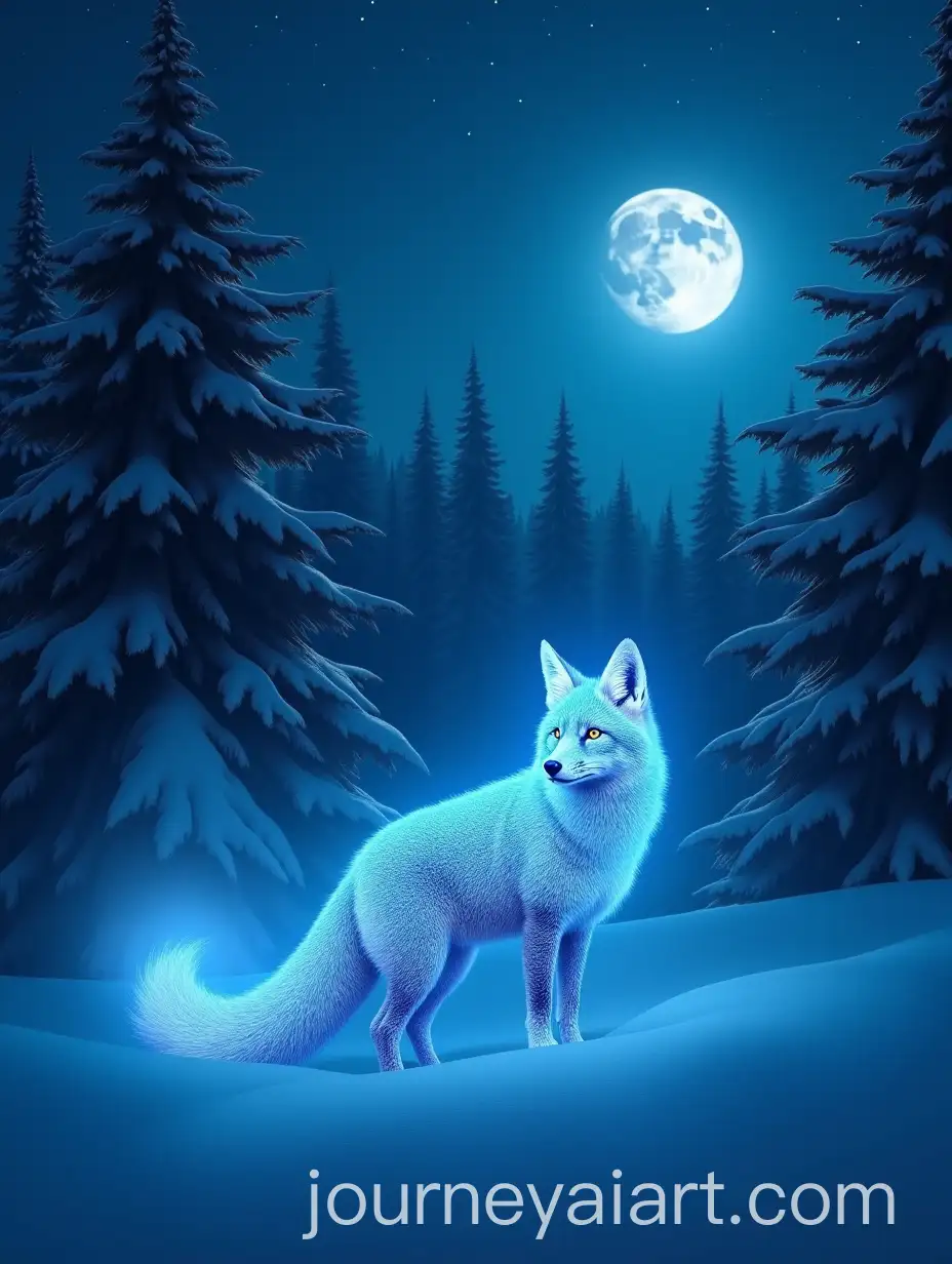 Magical-Winter-Forest-with-Glowing-Blue-Fox-and-FairyTale-Fog