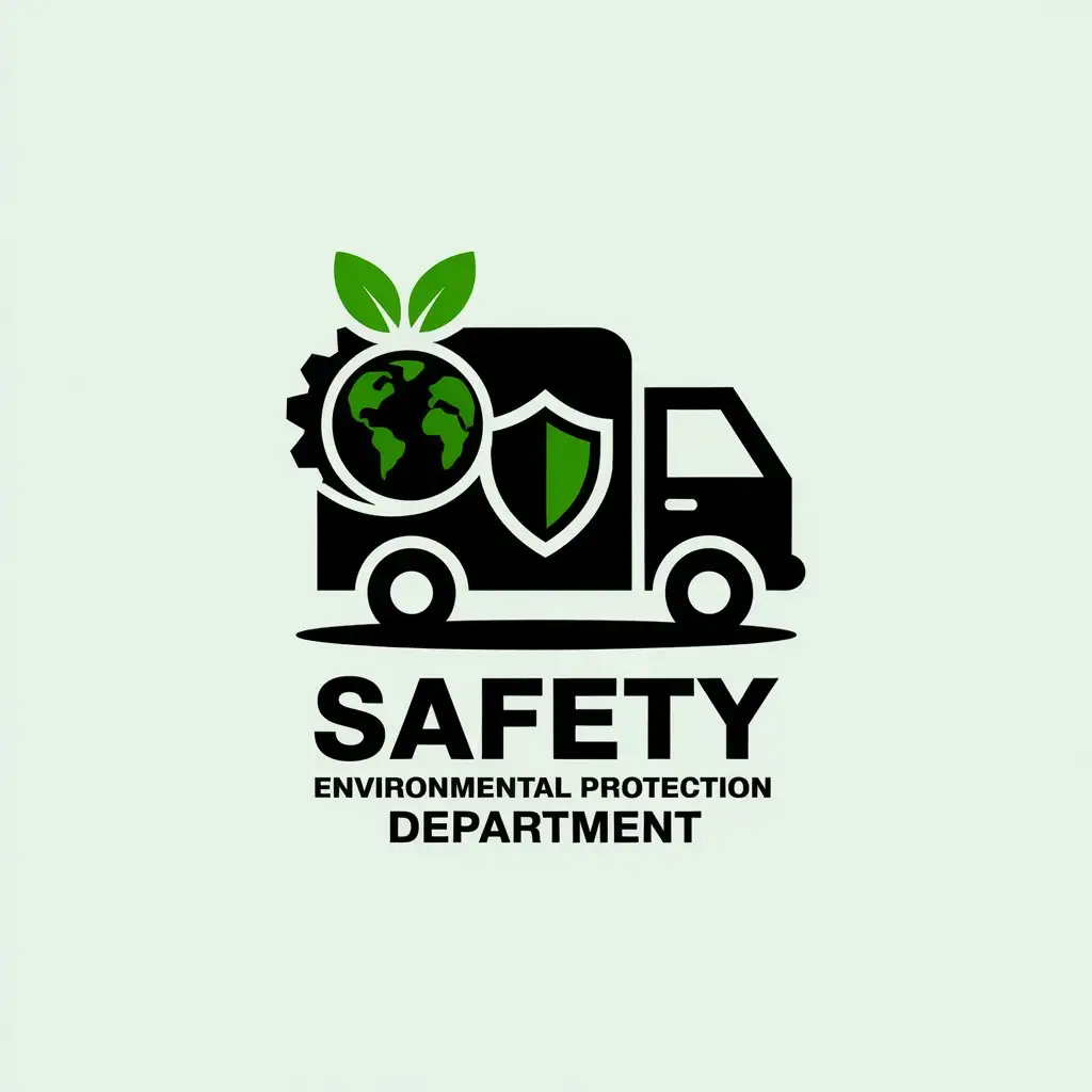 LOGO Design for Safety Environmental Protection Department Commercial Vehicle Shield Green Leaves Gear and Earth Theme