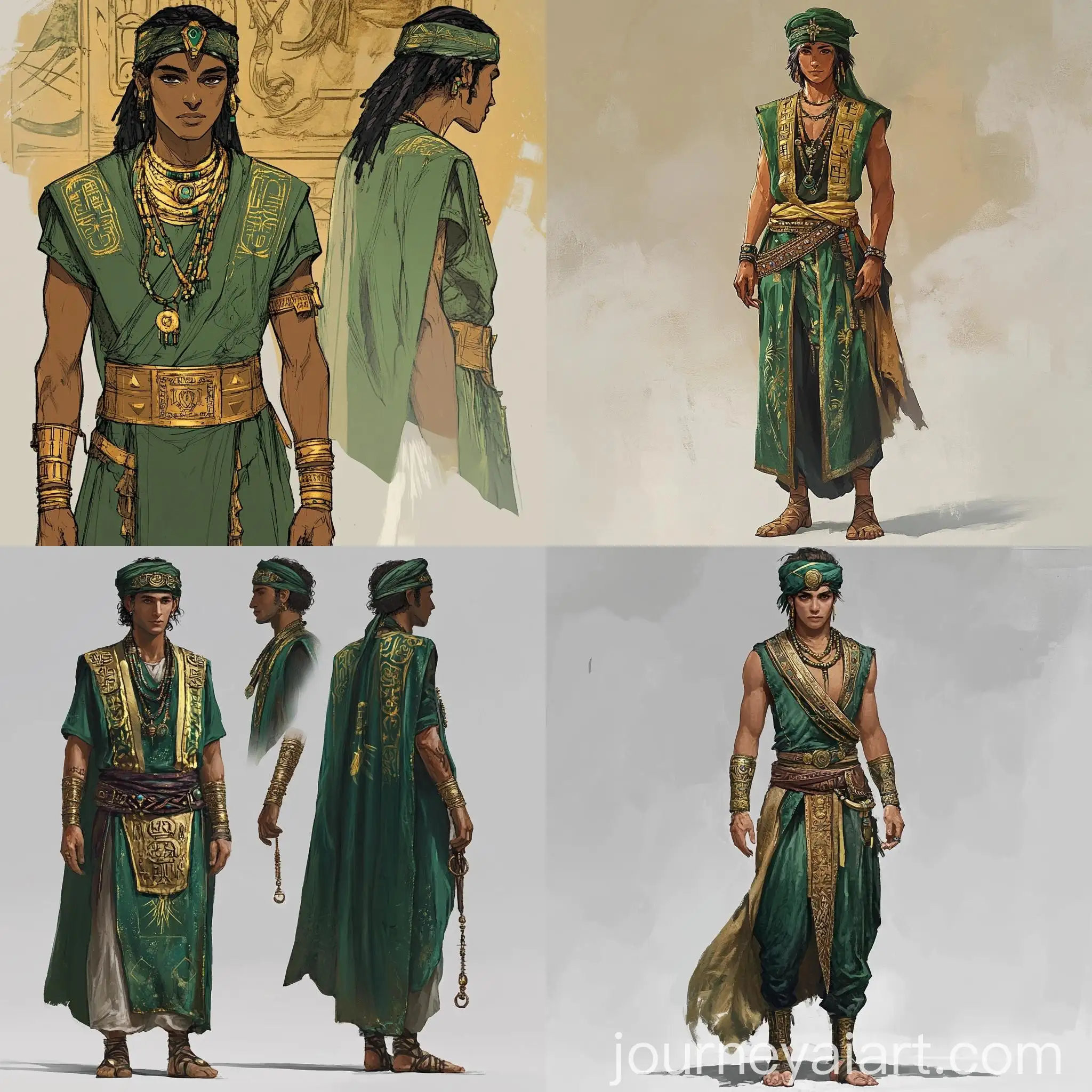 Mystical-Desert-Nomad-in-Emerald-Tunic-with-Solar-Energy-Belt