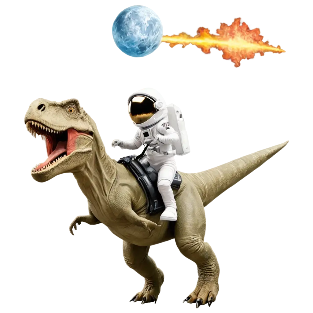 PNG-Image-of-Astronaut-Riding-TRex-Dinosaur-Through-the-Sky-High-Quality-and-Clarity