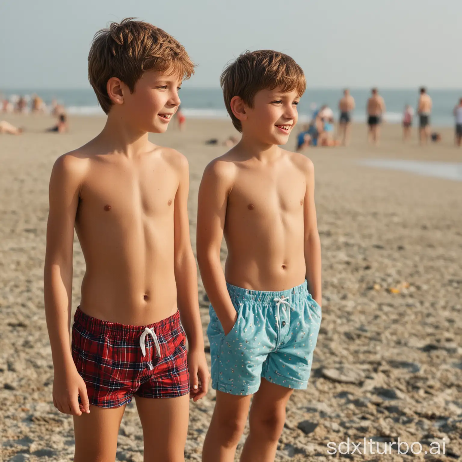 Boys-in-Beachwear-Playing-on-the-Sand