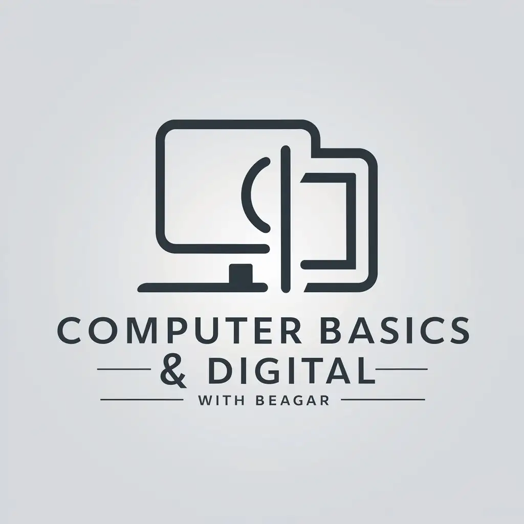 LOGO Design for Computer Basics Digital with Beagar Modern Computer and Digital Elements for Technology Industry