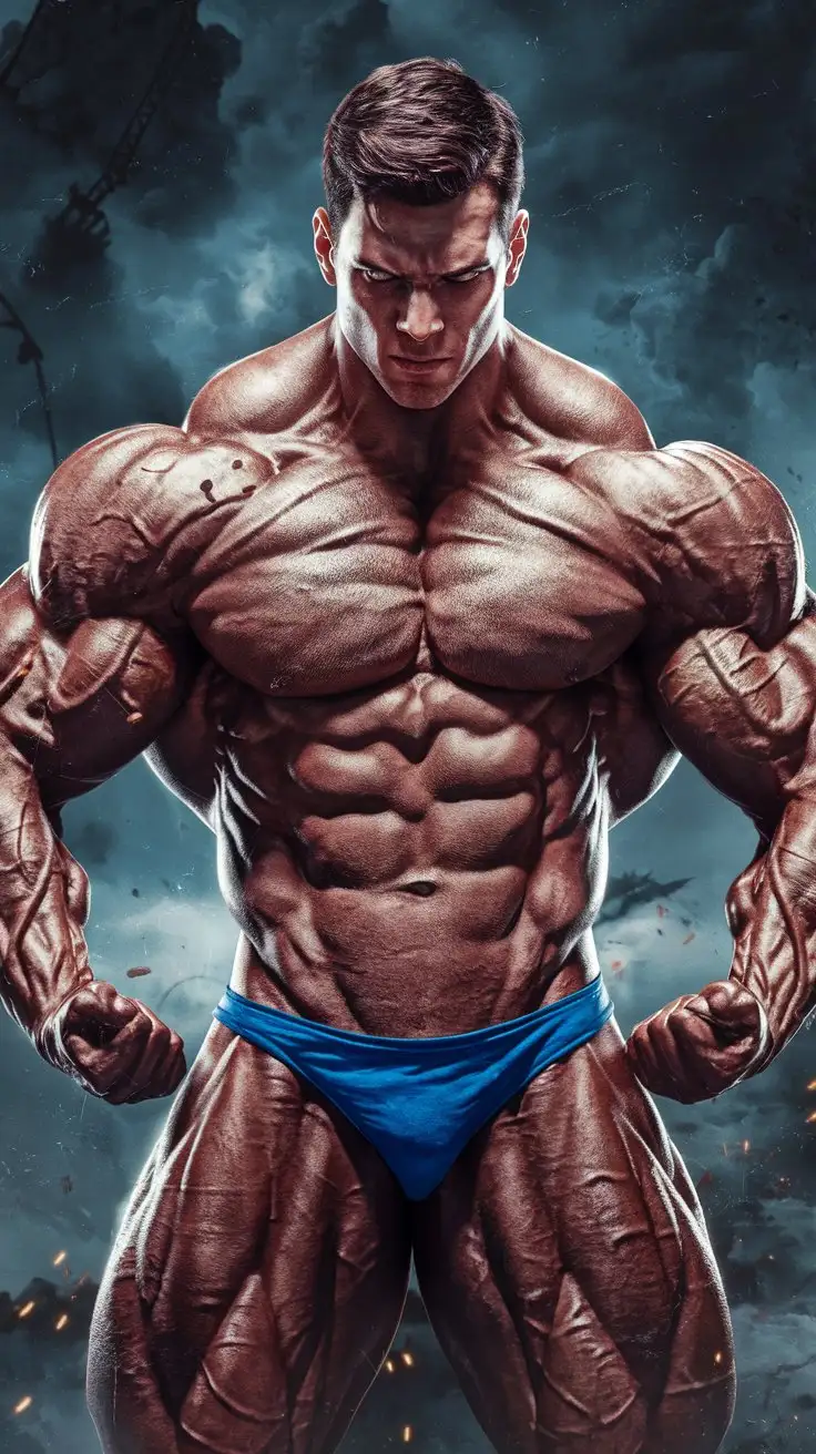 Powerfully muscled, hugely ripped, pumped, bodybuilder musclegod reverently receives the powers of the ultimate hero, becomes a mighty superhero. 24 years old. Photorealistic.