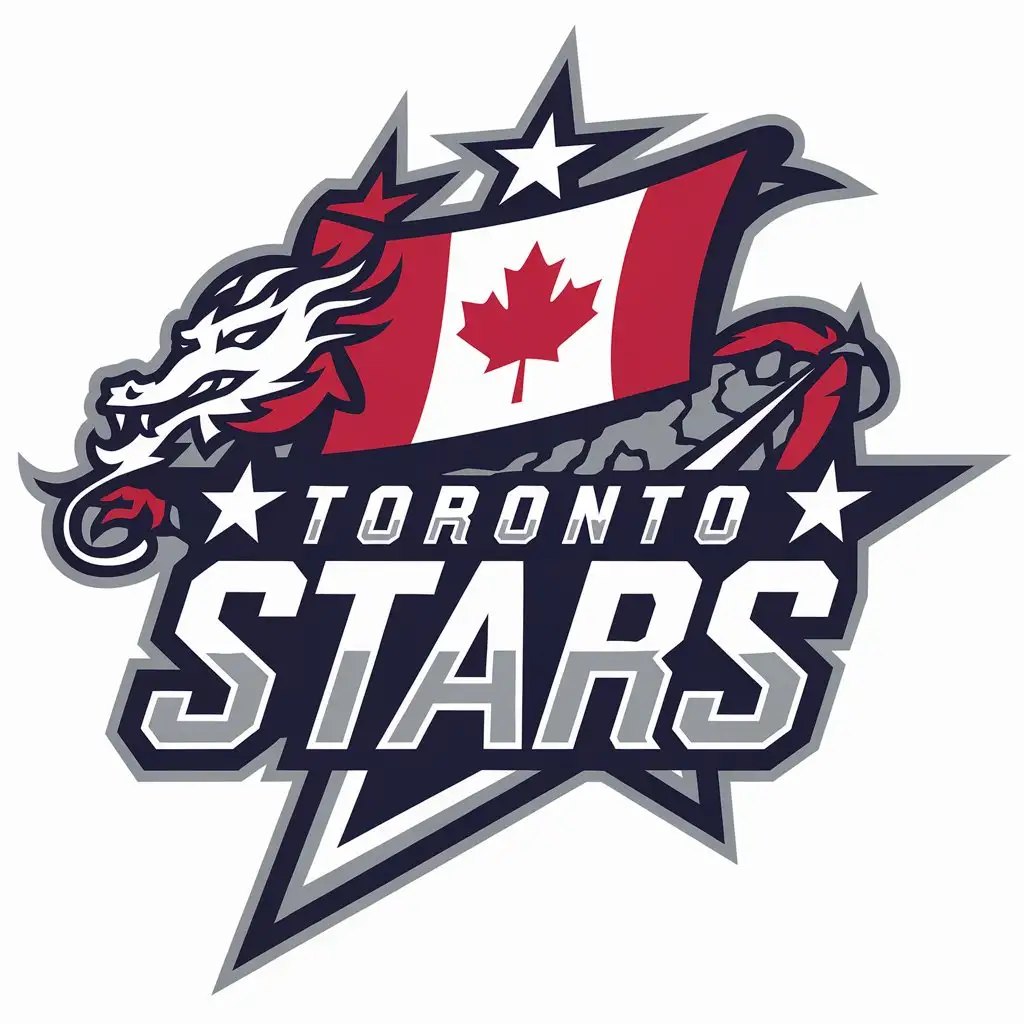 LOGO Design for Toronto Stars Canadian Flag with Stars and Dragon Theme for Sports Fitness Industry