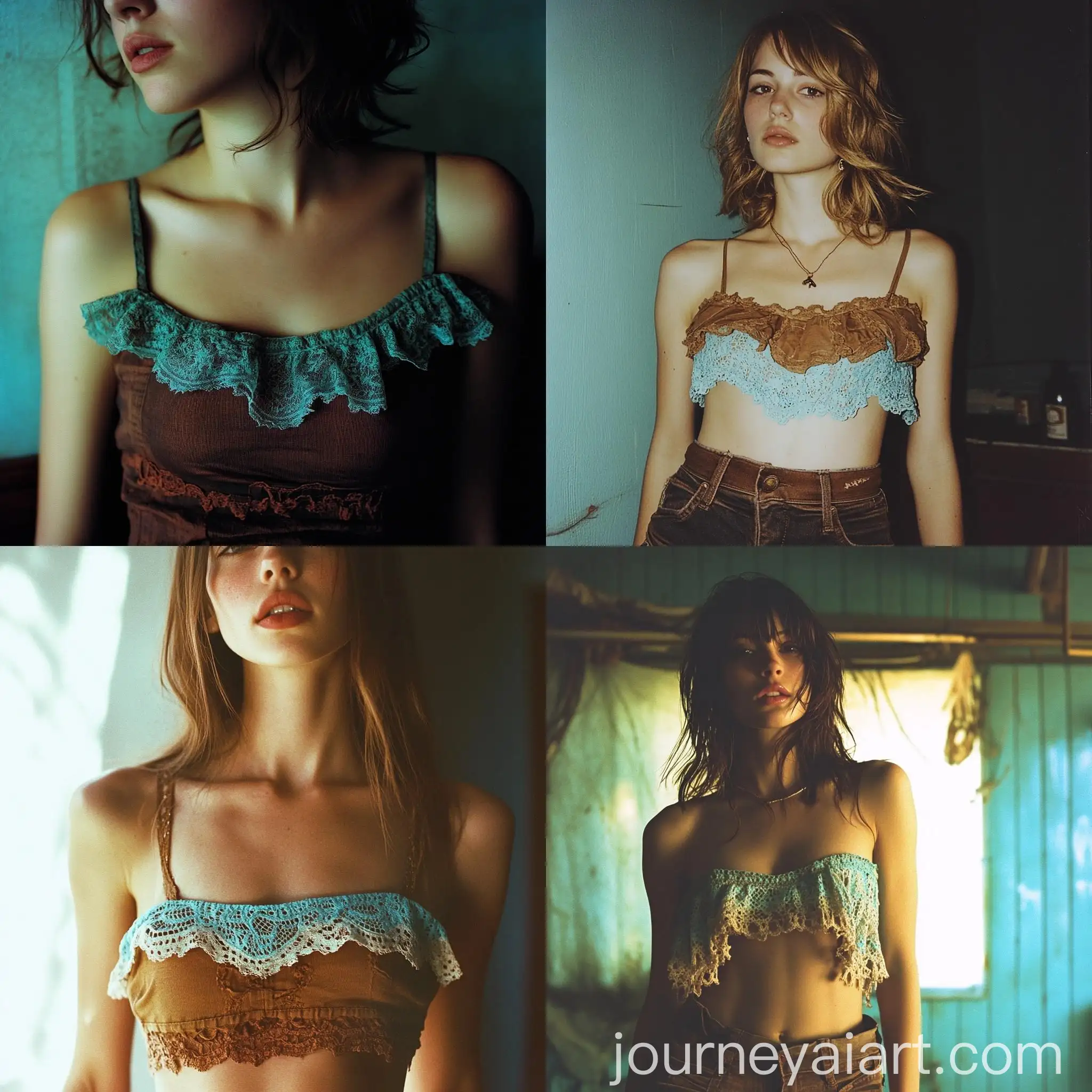Early-2000s-Fashion-Woman-in-Cropped-Top-with-LaceTrimmed-Ruffle-Hem