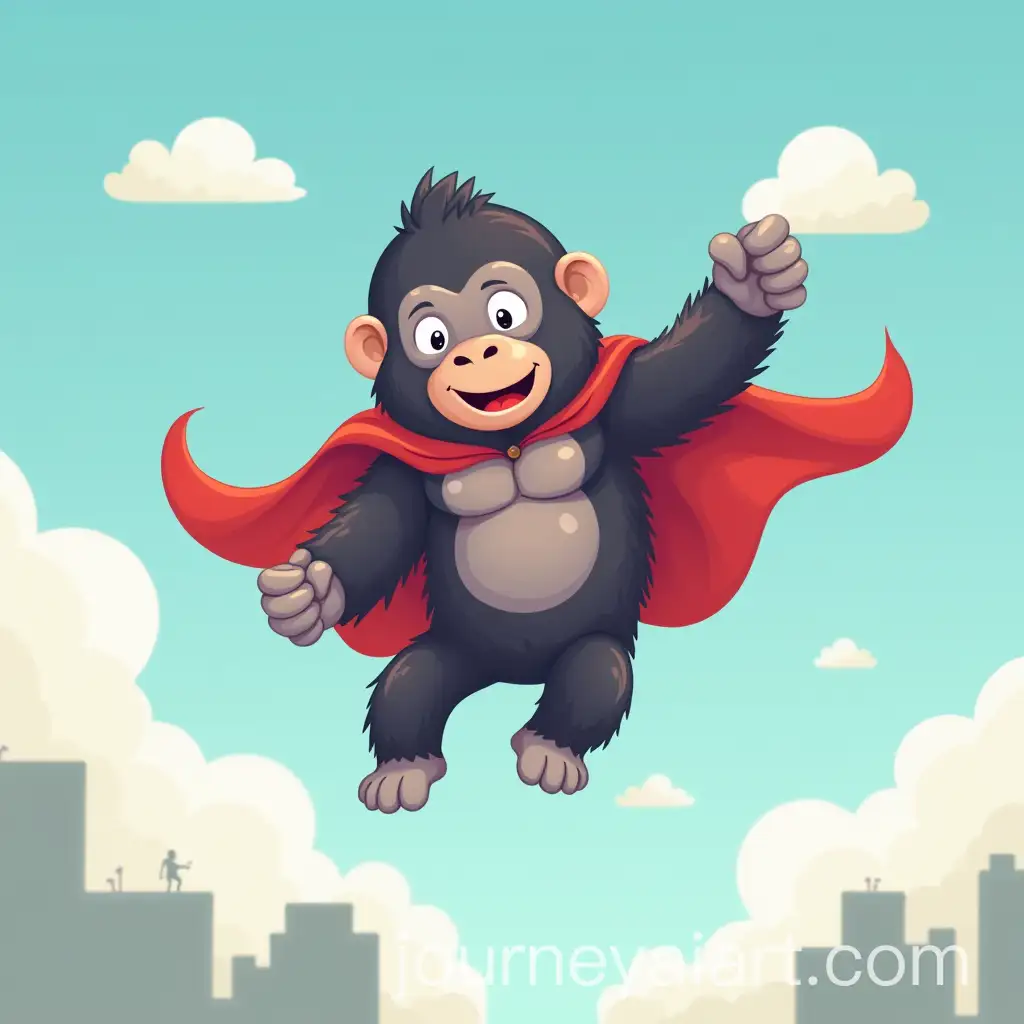 AI-Image-Prompt-ExpansionCartoon-Gorilla-Superhero-Flying-in-the-Sky-Vector-Art