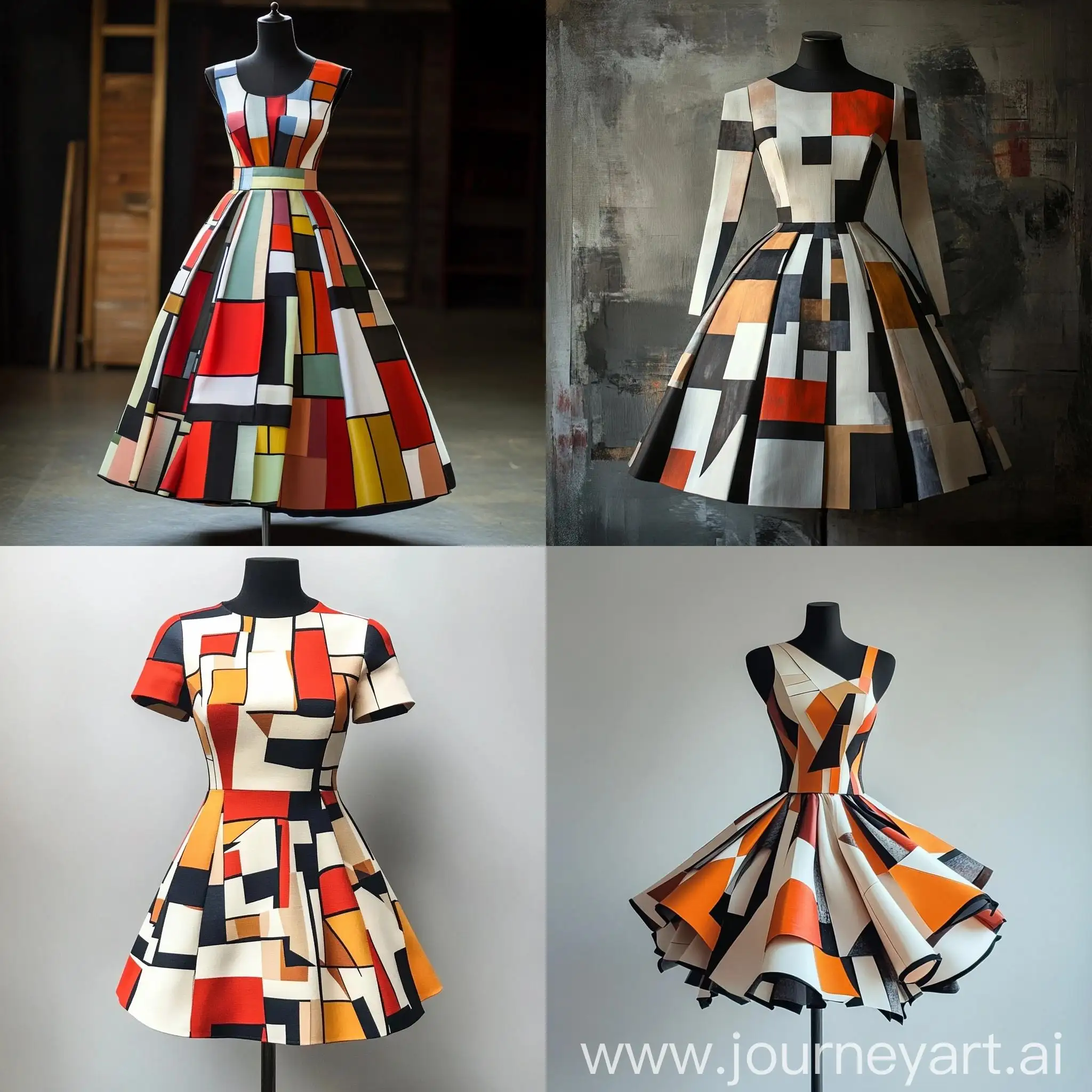 Geometric-Pattern-Dress-in-Rectangles-Contemporary-Fashion-Design