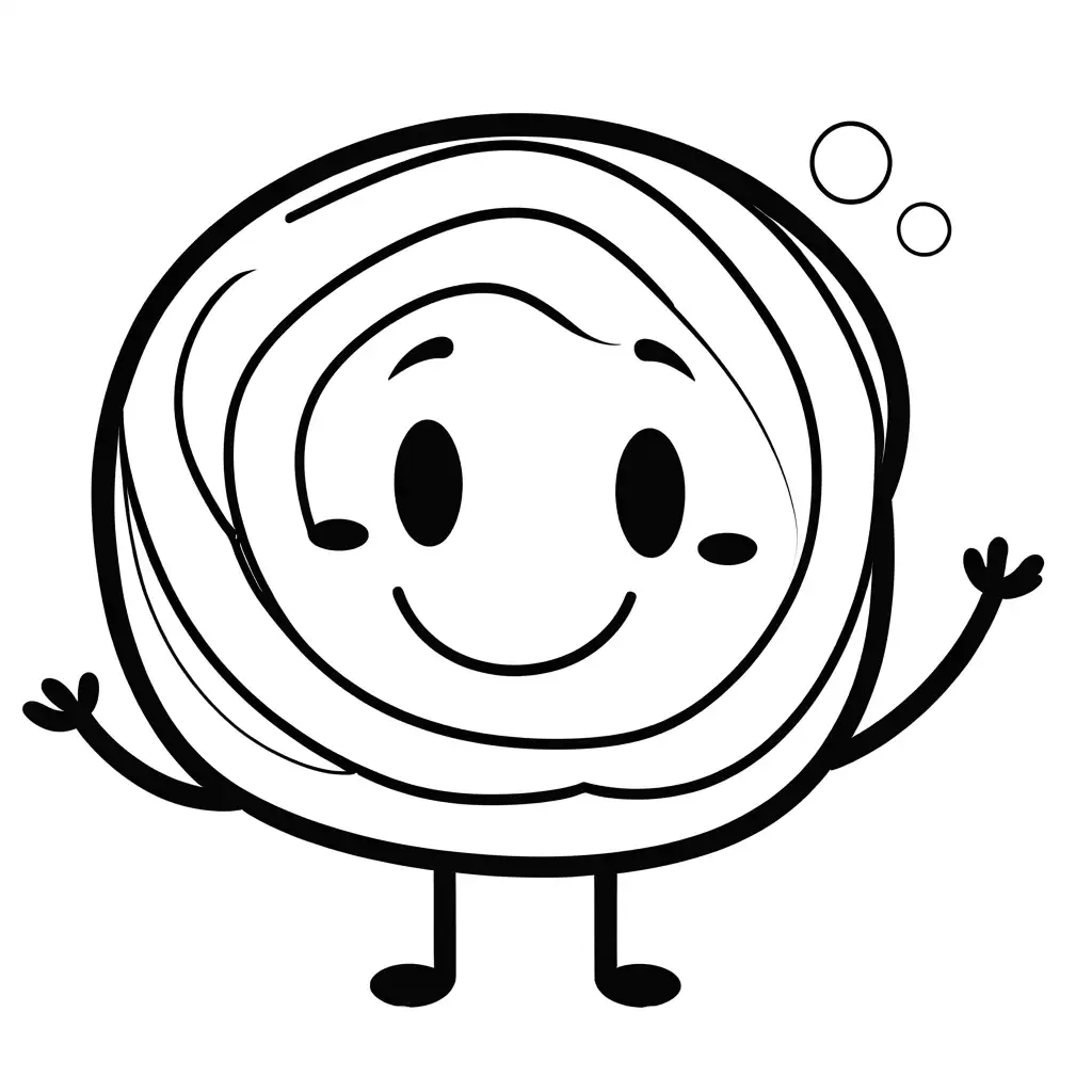 Cute-Cinnamon-Roll-with-a-Happy-Face-for-Kids-Coloring-Page