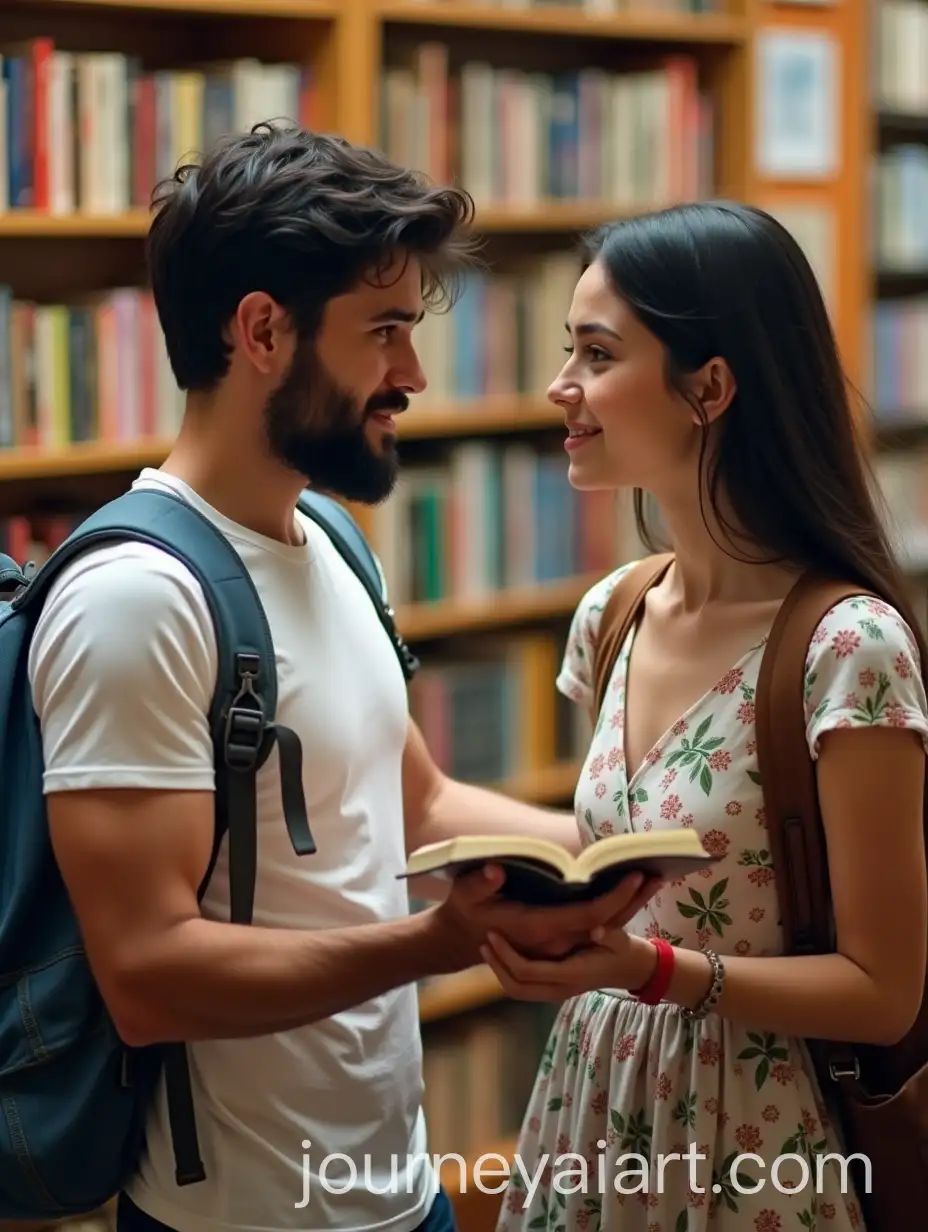 Handsome-Man-Giving-a-Book-to-a-Woman-in-a-Bookshop