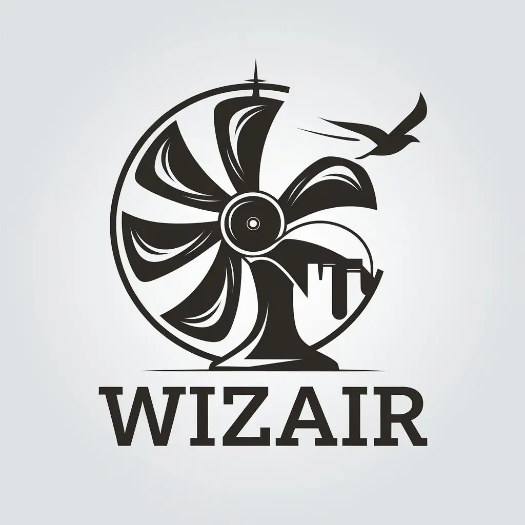 LOGO Design for WizAir Fan Symbol with Clear Background and Moderate Style