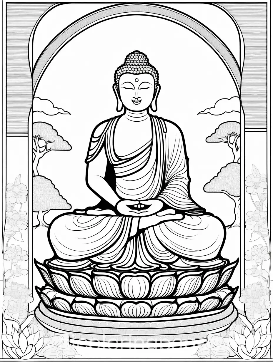 Childrens-Buddha-Monastery-Coloring-Page-with-Simple-Line-Art