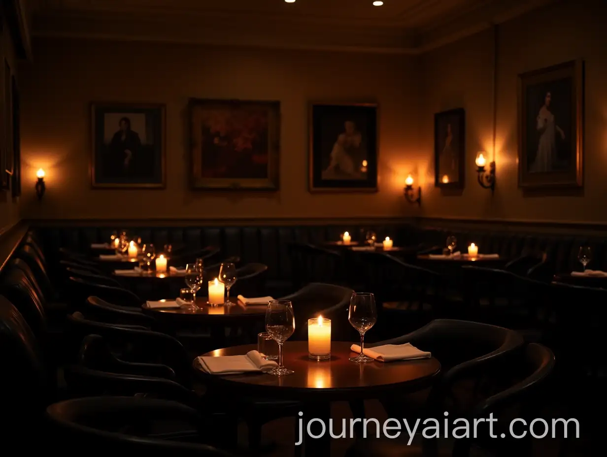 Intimate-Candlelit-Setting-in-a-Dark-Elegant-Cafeteria