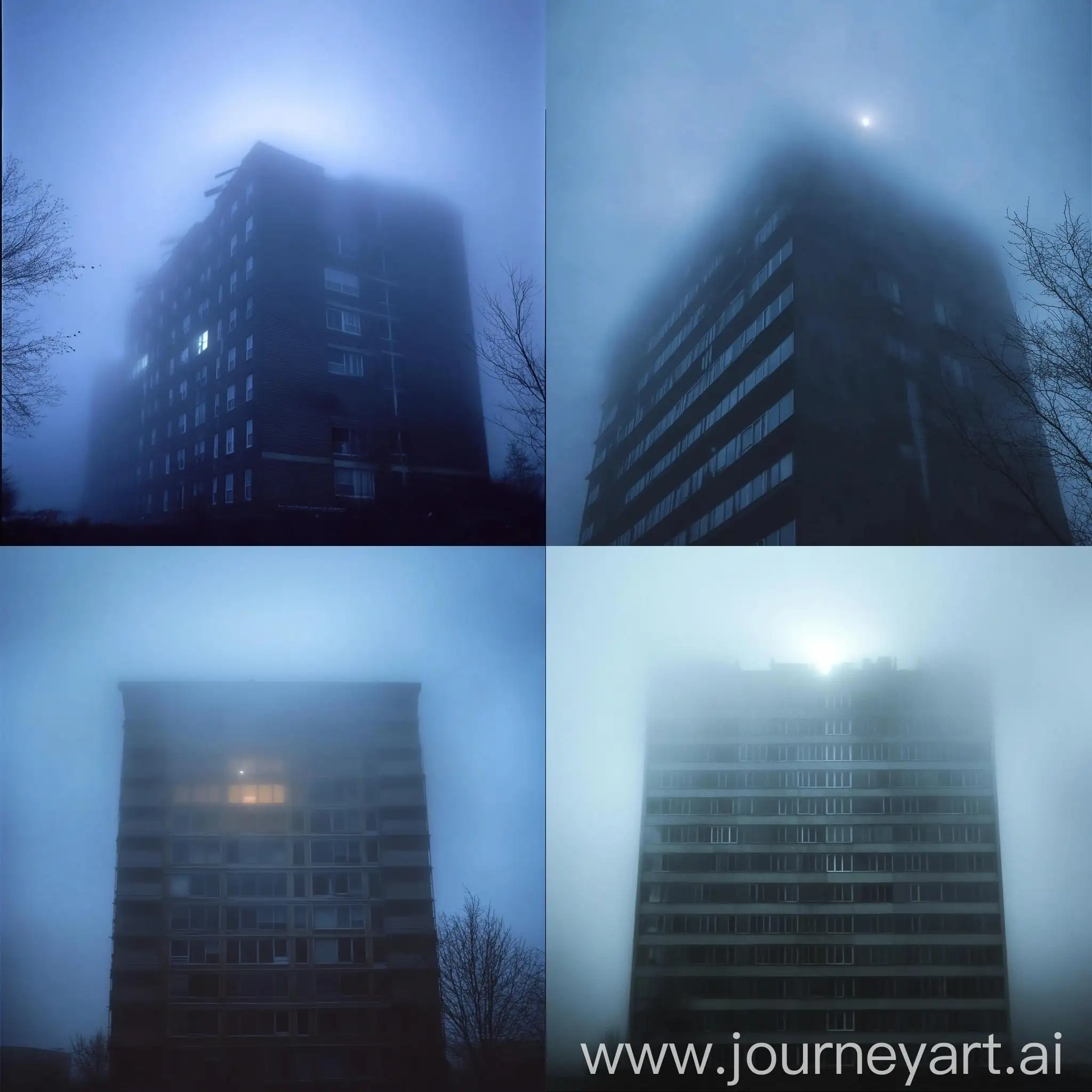 Misty-Abandoned-Apartment-Building-with-Slow-Shutter-Motion-Blur