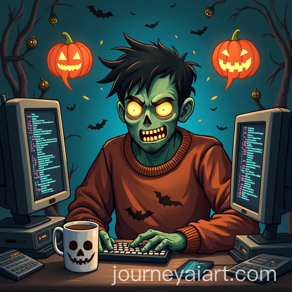 Zombie-Developer-in-Cozy-Halloween-Sweater-Solving-Tech-Issues