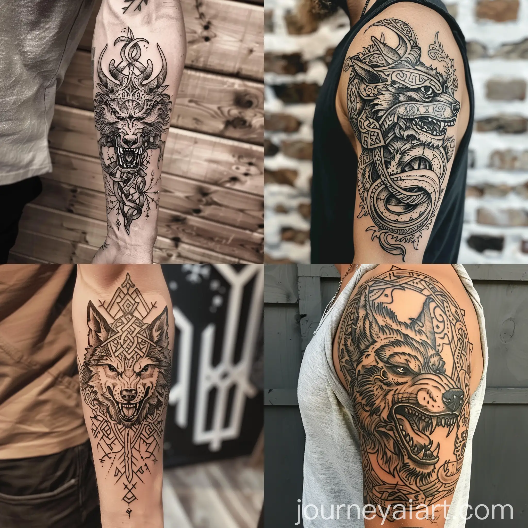 Fenrir-Arm-Tattoo-with-Nordic-Gods-and-Symbols