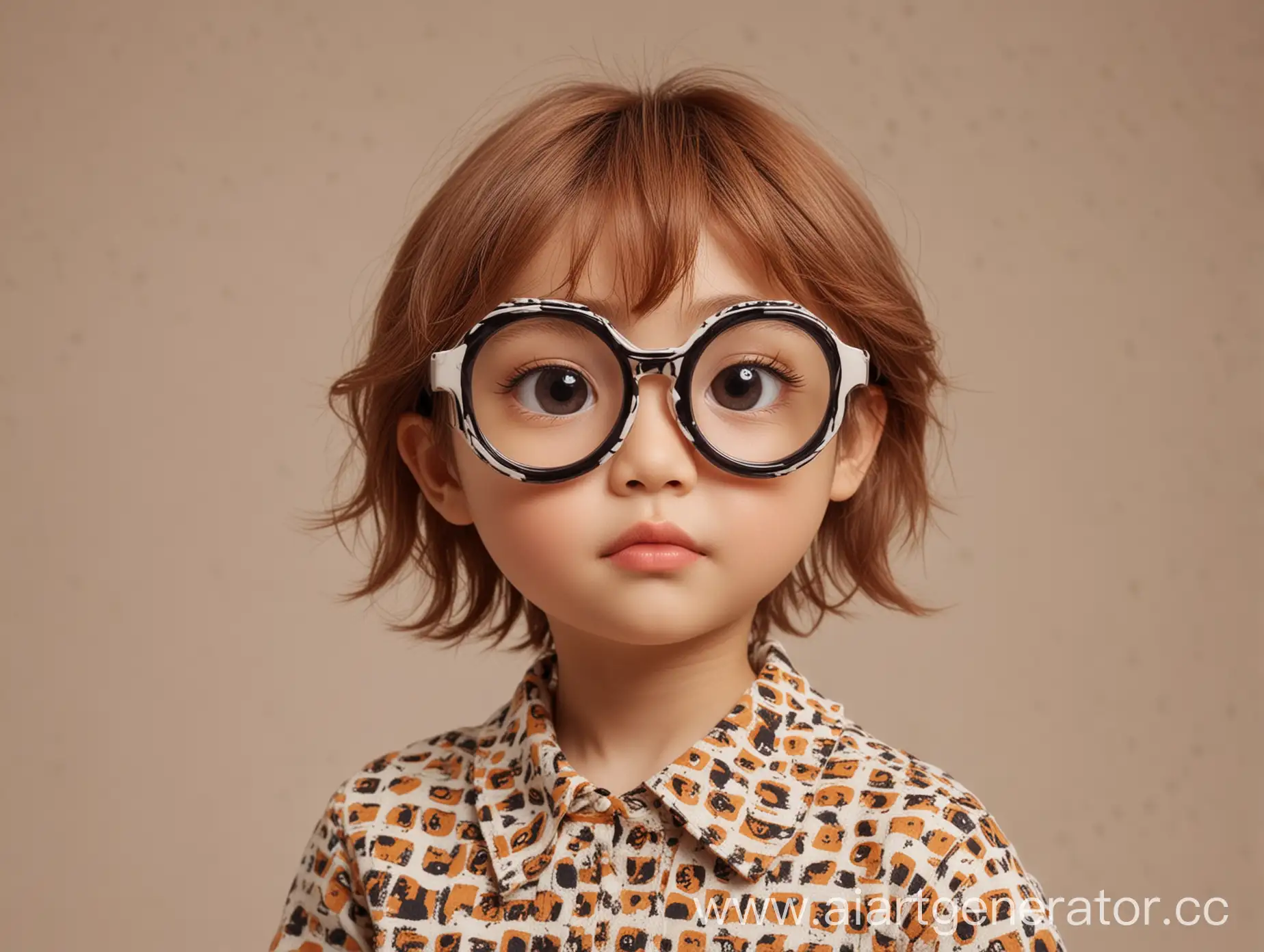  cute s、style, I guess、big glasses、loyal corporation inside、facing forward, focus looks into the camera lens.、1 head body、Solid pattern on the same background, continuous pattern on the naked body 