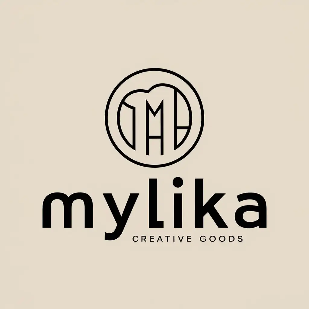 a vector logo design,with the text "Mylika", main symbol:creative goods,Minimalistic,clear background