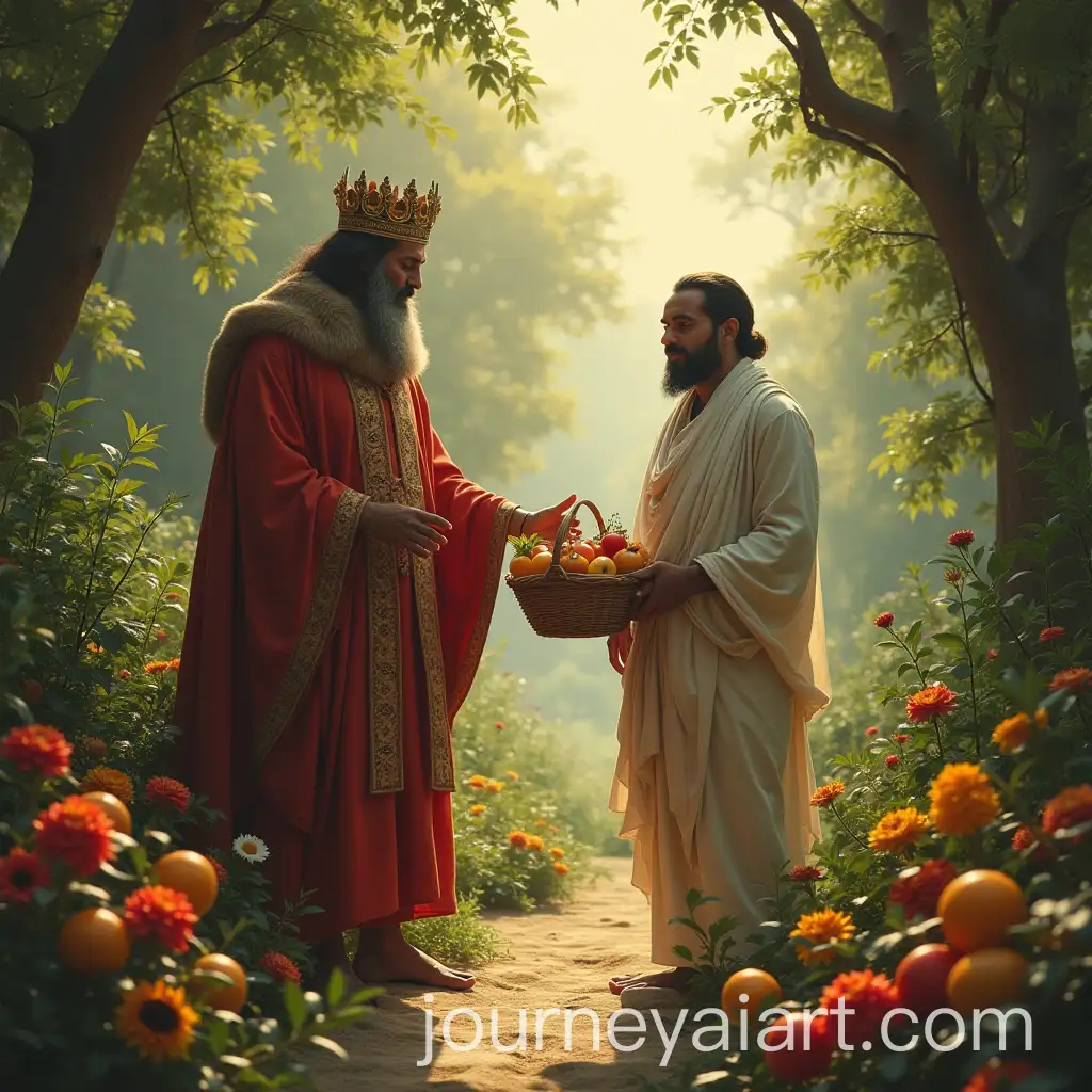A-Wise-King-Tests-a-Poor-Man-in-His-Garden-of-Fruits