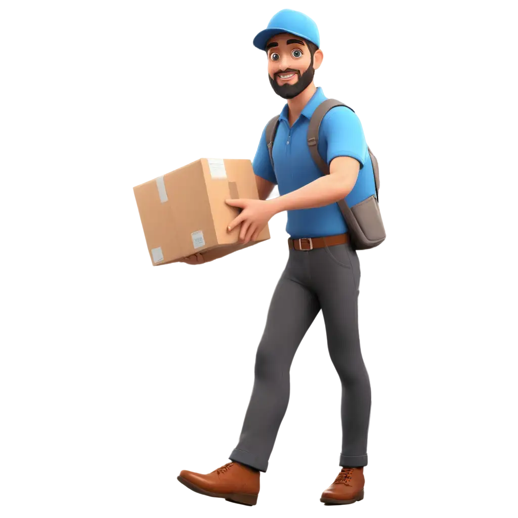 Professional-Courier-Man-Delivering-Parcel-to-Destination-PNG-Image