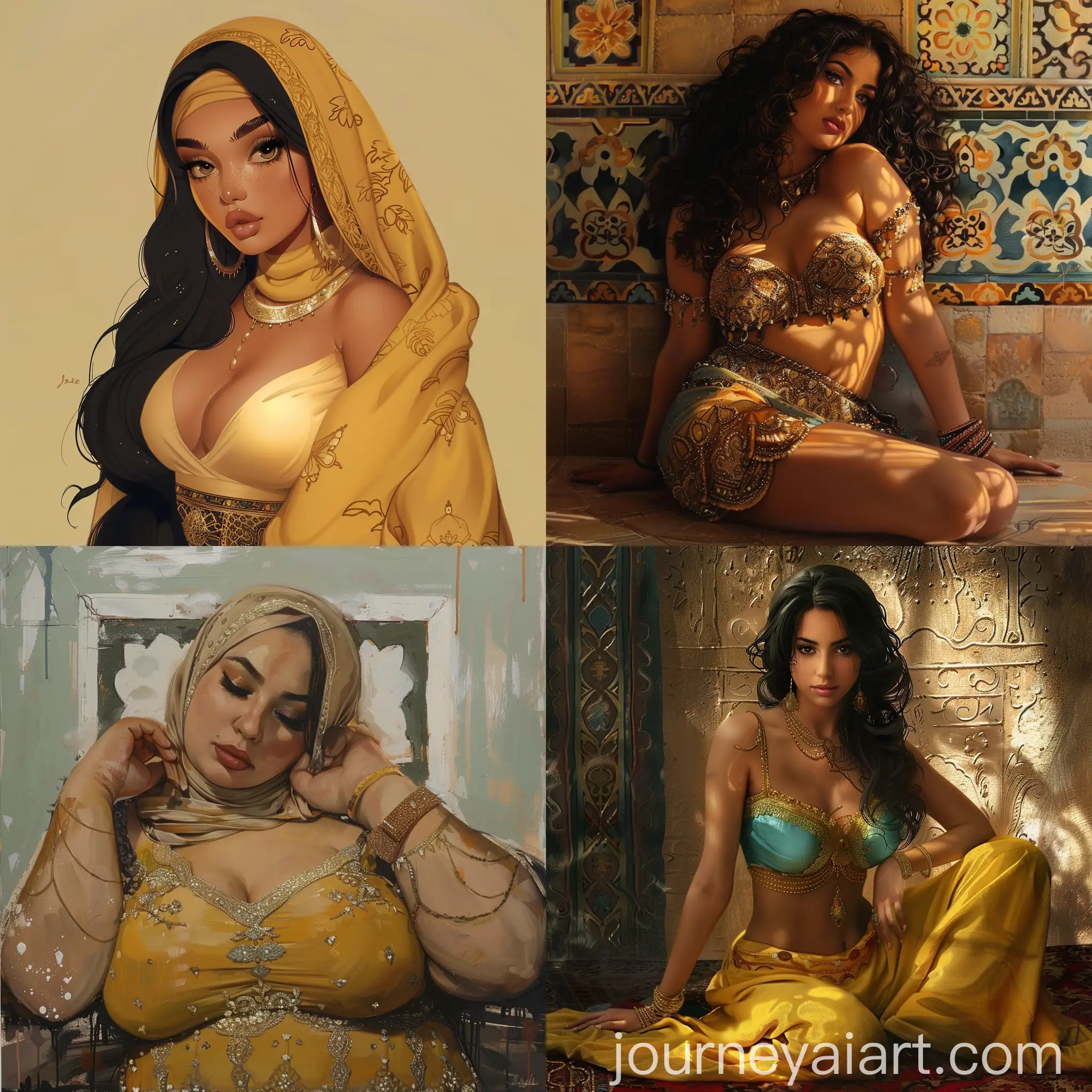 Arabic-Girls-Curvy-Fashion-Models-in-Elegant-Dresses