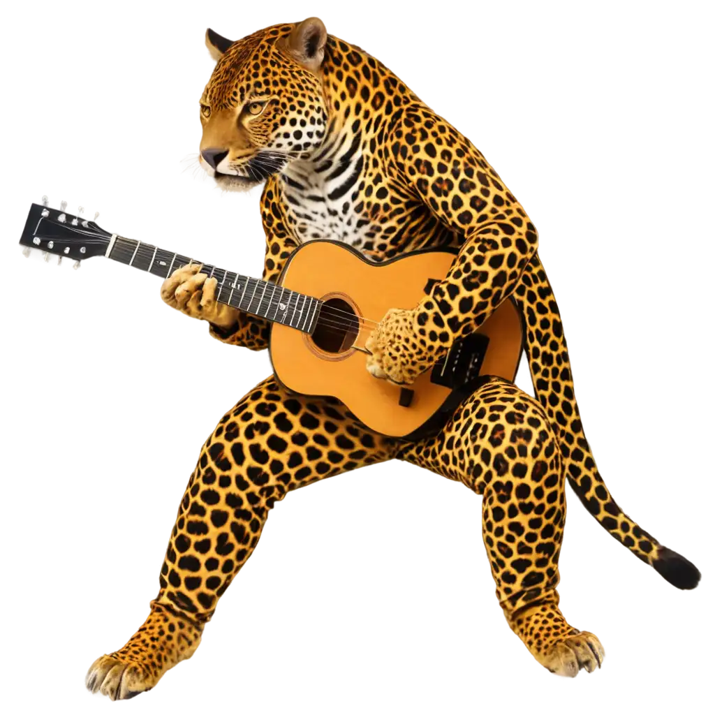 Explore-the-Wild-Side-Jaguar-Playing-Guitar-in-Amazonian-Attire-PNG